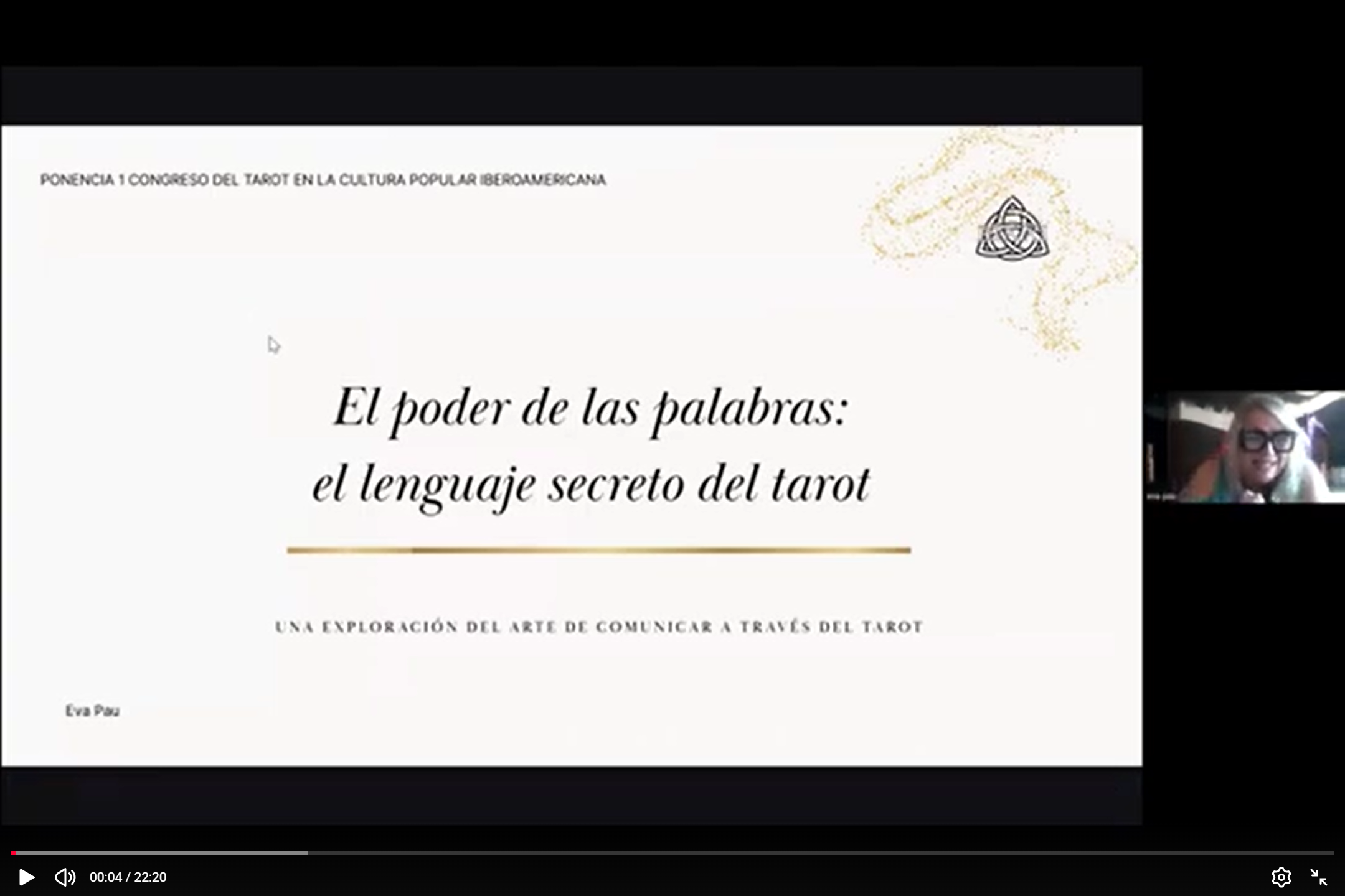 Cargar video: En esta ponencia presentada para DeTarot.estudios, Eva Pau explora el poder transformador del lenguaje dentro de una lectura de tarot.Porque el tarot no solo se interpreta.También se comunica.Las palabras que utilizamos durante una sesión pueden abrir consciencia, acompañar procesos emocionales y transformar profundamente la manera en que el consultante vive su realidad.Una reflexión sobre el tarot como lenguaje vivo, experiencia humana y herramienta de transformación.